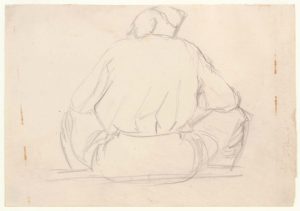 1940 - NT Soldiers Back Sitting - Graphite on Paper - 4.75 x 6.75