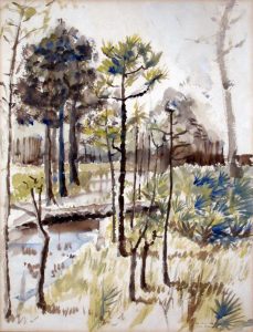 1944 Camp Blanding Florida Watercolor 15.25 x 11.625