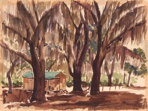 1944 Camp Blanding Florida Watercolor on Paper 12 x 16