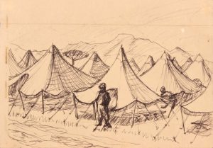 1944 Caserta Italy VII (Tents) Pen and Ink on Paper 4.50 x 6.3125