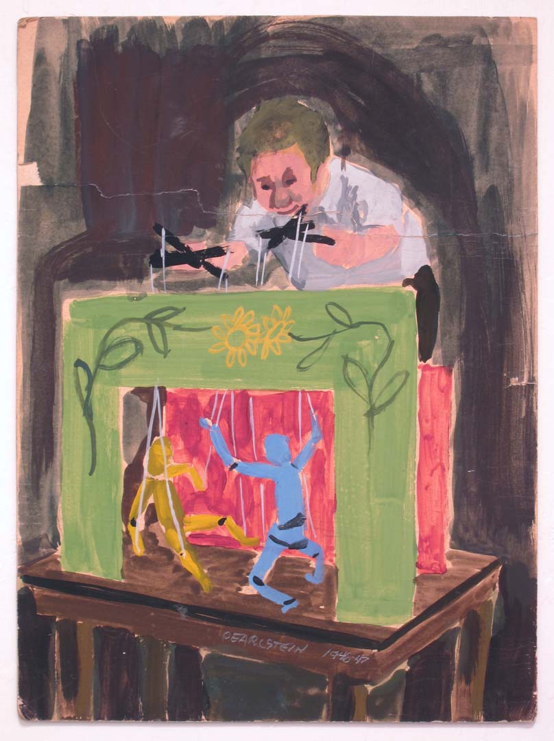 1948 Self Portrait as a Young Puppeteer gouache on board 11 x 8