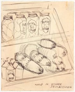 1948 Sold In Kosher Delicatessen Pen and Ink on Paper 4.1875 x 3.375