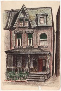 1948 House Conté Crayon and Pastel on Paper 17.375 x 11.8125