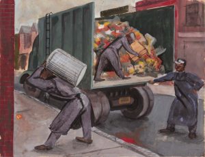 1948 NT (Garbage Collectors) Casein on Paperboard 8.75 x 11.50