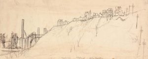 1949 Hazelwood Pittsburgh Graphite and Pen and Ink on Paper 5.4375 x 13.625