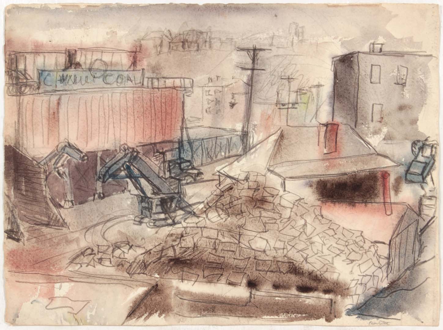 1949 NT (Pittsburgh Coal) Graphite and Wash on paper 12 x 16.25