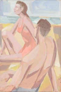 1949 Two Nudes on a Beach (Melanctha by Gertrude Stein) Casein on Paper Board 10 x 6.75