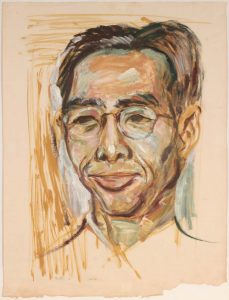 1949 Lin Ho Portrait Oil on Paper 25.25 x 19