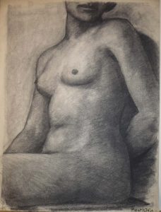 1943 Seated Female Charcoal on Paper 25 x 19.125