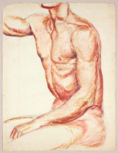 1949 Seated Male Model Wash and Graphite on Paper 25.125 x 19.125