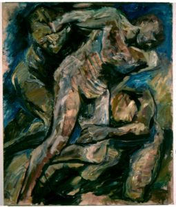 1953 Three nude men wrestling Oil on Canvas 36 x 30