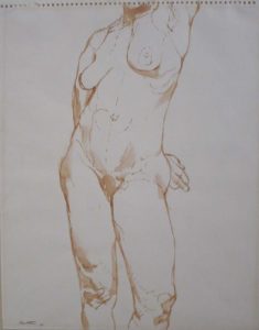 1961 Nude Sepia on Paper 12.875 x 10.875