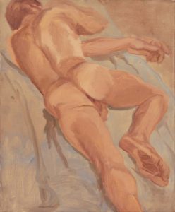 1962 Reclining Male Oil on Canvas 17 x 14