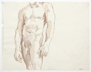 1962 Standing Male Nude Wash 11 x 14