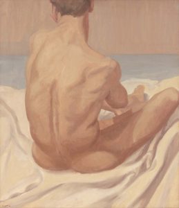 1963 Seated Male Nude Oil on Canvas 30 x 25