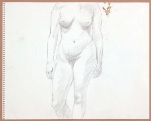 1965 Standing Female Graphite 13.75 x 17