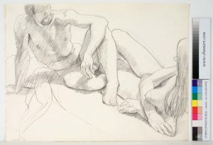 1964 Male and Female Models Facing Pencil 18 x 23.75