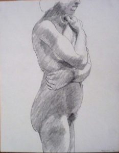 1964 Model with Arms Wrapped Around Body Pencil 13.75 x 11