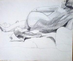 1965 Back of reclined Female Pencil 14 x 16.75