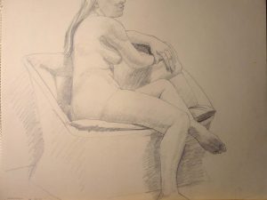 1966 Model Rested on Chair Pencil 18 x 24