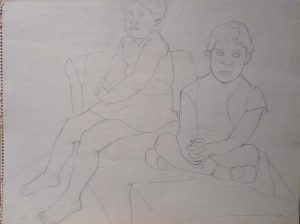 1967 Drawing for Portrait of the Artist's Daughters Pencil 17.875 x 23.875