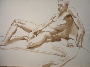 1968 Leaning Male Model Sepia 22 x 29.875