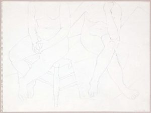 1969 Seated Models on Bed Graphite 18 x 24