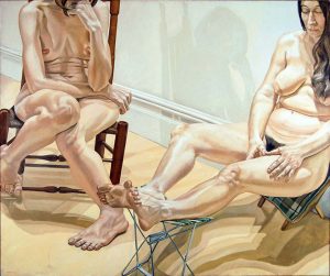 1969 Two Nudes with Camp Chair Oil on Canvas 60 x 72