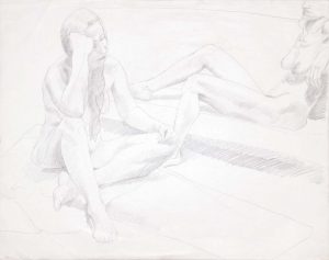 1969 Two Seated Female Nudes Graphite 22.5 x 28.5