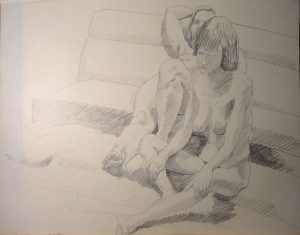1969 Two Seated Models Pencil 22.5 x 28.5