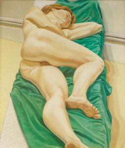 1970 Nude on Green Drape Oil on Canvas 50 x 44