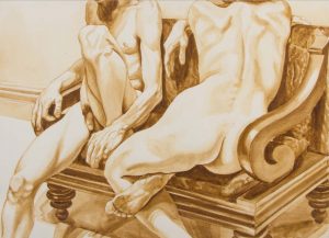1971 Untitled (Reclining Nudes) watercolor on Paper 31.5 x 43