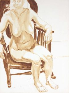 1974 Female Nude Seated in Chair Wash 29.875 x 22