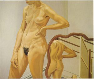 1973 Standing Female Nude with Mirror Oil on Canvas 60 x 72