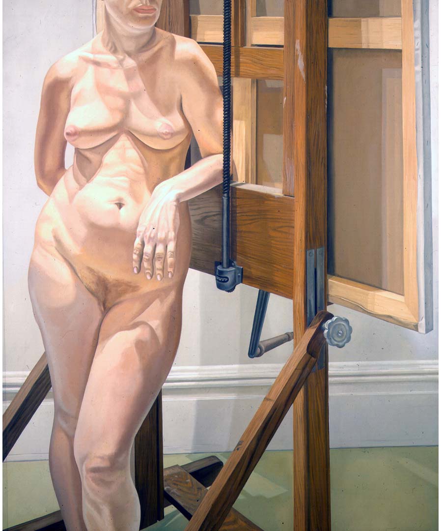 1974 Female Model Standing by Easel Oil on Canvas 72 x 60