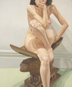 1976 Female Model on African Stool Oil on Canvas 72 x 60