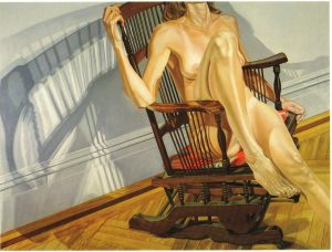 1978 Female Model on Platform Rocker Oil on Canvas 72 x 96