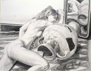1990 Model with Etruscan Urn Pencil 23.25 x 29