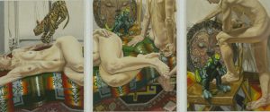 1995 Sepik River Triptych Oil on Canvas 48 x 116