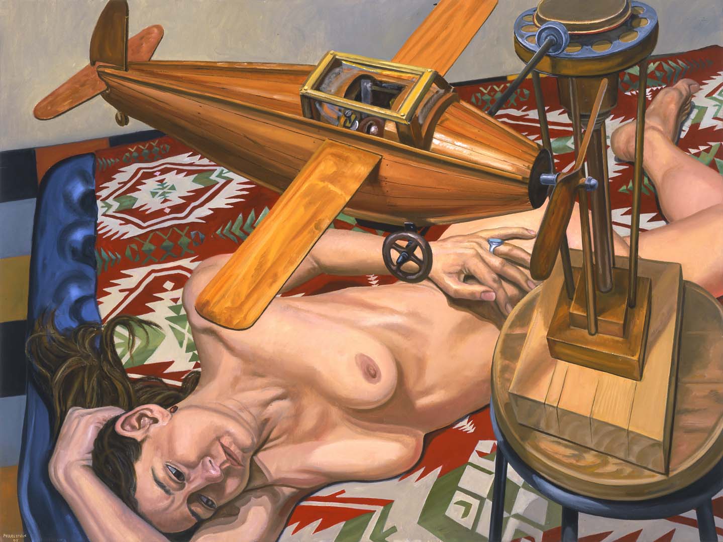 2005 Model with Wooden Airplane Oil on Canvas 36 x 48