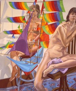 2005 Two Models with Chinese Kite Oil on Canvas 72 x 60