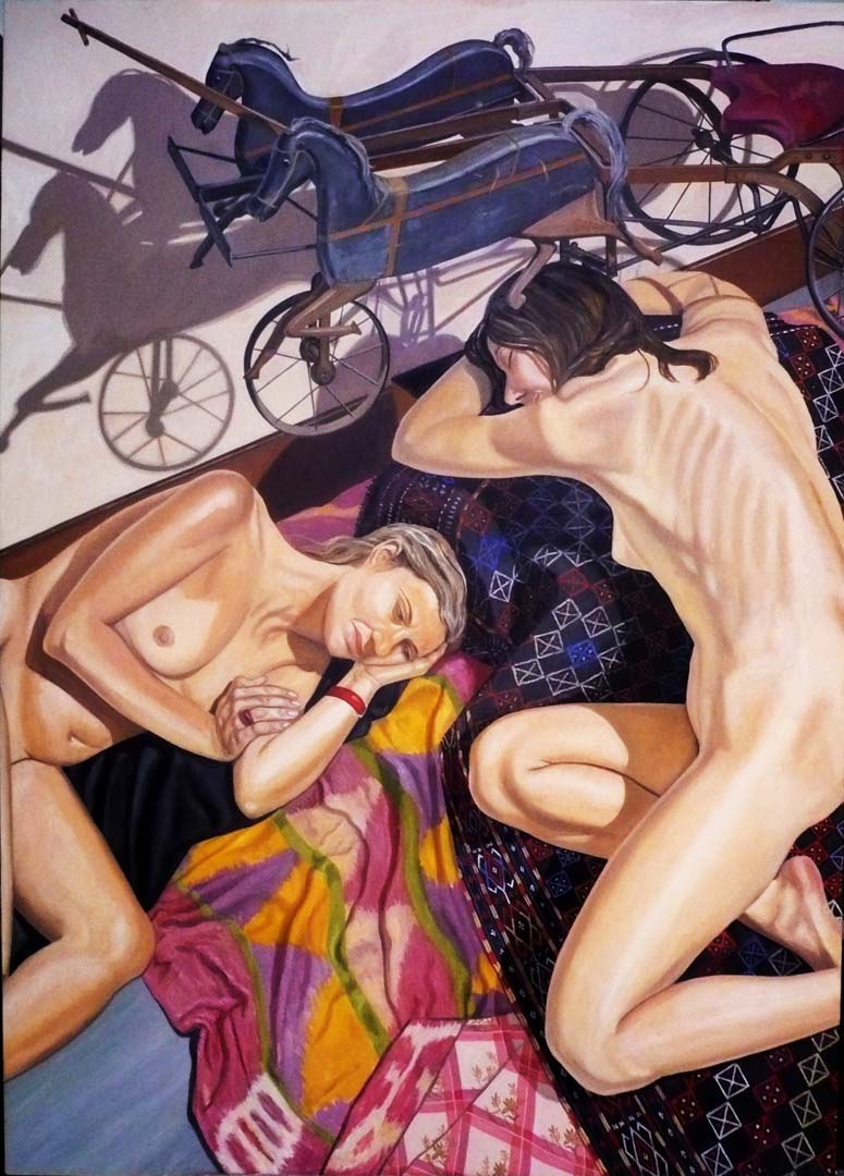 2007 Two Models With Chariot Oil on Canvas 84 x 60
