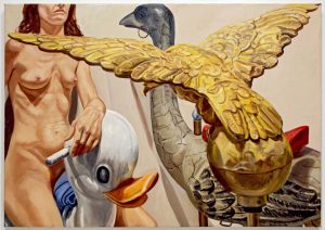 2009 Model with American Eagle Weathervane Oil on Canvas 24 x 34