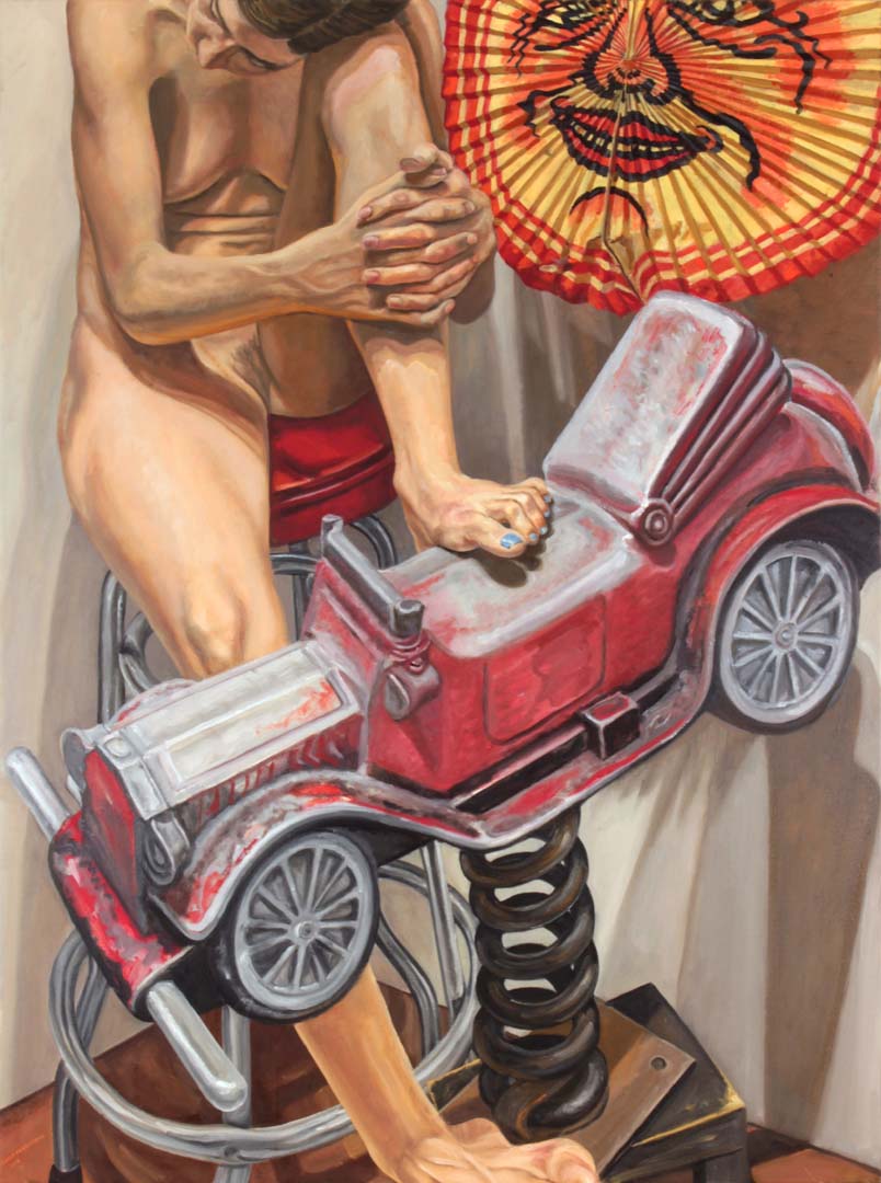 2016 Model with Auto Spring Rider and Paper Lantern Oil on Canvas 48 x 36