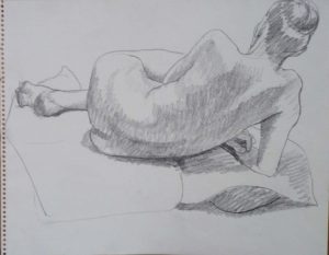 Back of Female Resting on Right Arm Pencil 11 x 14