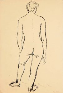Back of Standing Female Model Ink 17.875 x 12