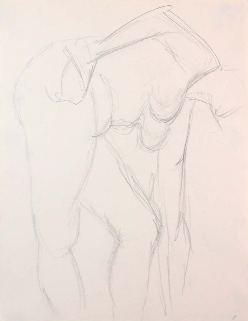 Female Model Bending Over with Arm Outstretched Pencil 12 x 9