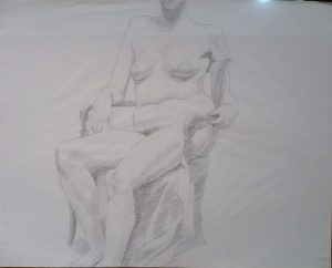 Female Model Seated in Chair Pencil 23 x 29
