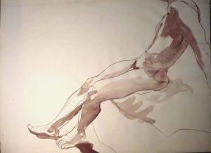 Leaning Male Nude Sepia 22 x 29.875