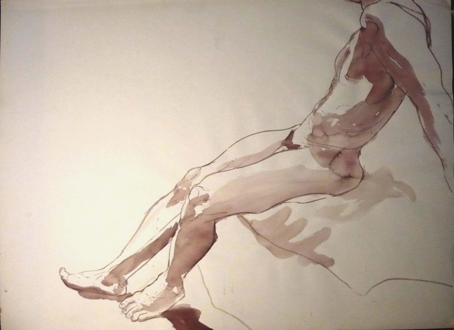 Leaning Male Nude Sepia 22 x 29.875
